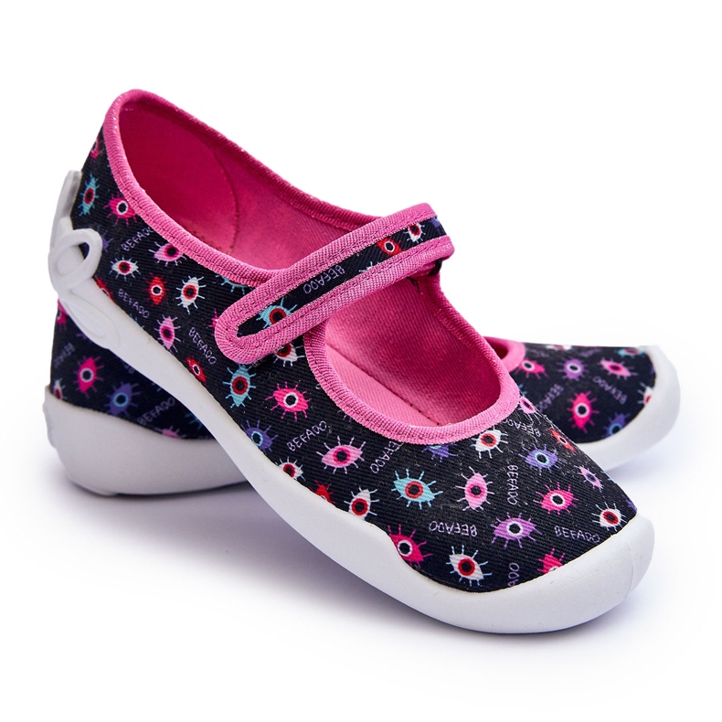 BEFADO S.A. Befado Dívčí balerínové pantofle 114Y518 Navy Blue and Pink modrý