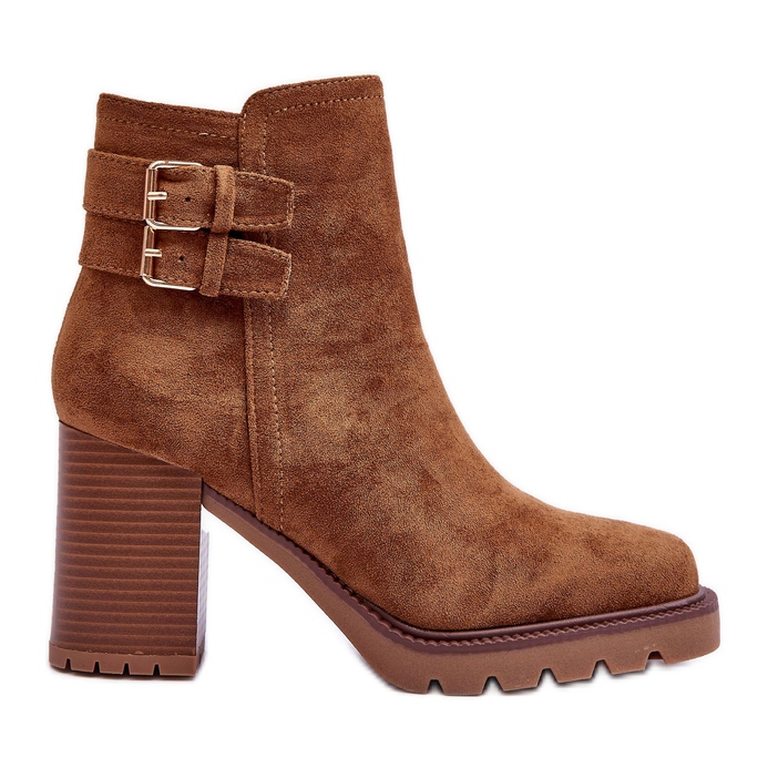 Semišové kozačky na vysokém podpatku Brown Makeline hnědý