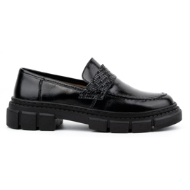 WASAK Dámské kožené slip-on boty 0706, černé, se silnou podrážkou černý