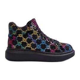 Sportovní boty na platformě Rhinestones GOE MM2N4009 Black černá Sportovní boty na platformě Rhinestones GOE MM2N4009 Black černá