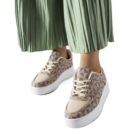 Inna Béžové tenisky zdobené monogramem Sands béžový Inna Béžové tenisky zdobené monogramem Sands béžový