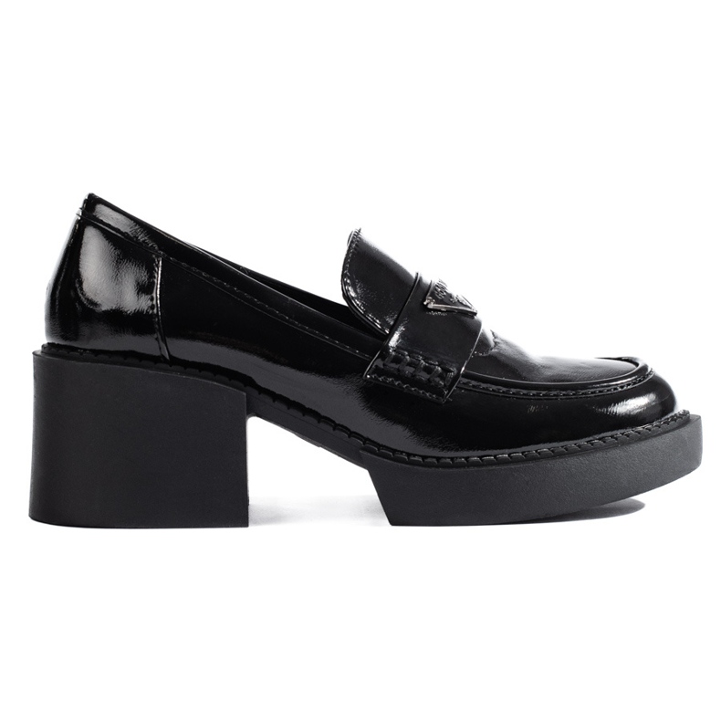 Černé patentované boty Shelovet na vysokém podpatku černá