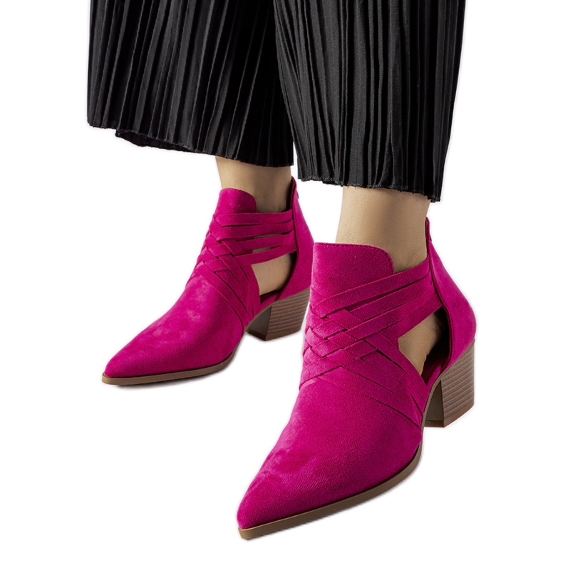 Růžové kotníkové boty Quraishi na vysokém podpatku růžový Růžové kotníkové boty Quraishi na vysokém podpatku růžový