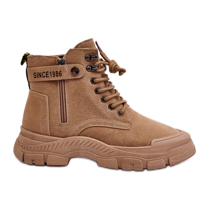 Zateplené semišové dámské kotníkové boty Béžová Jailina béžový