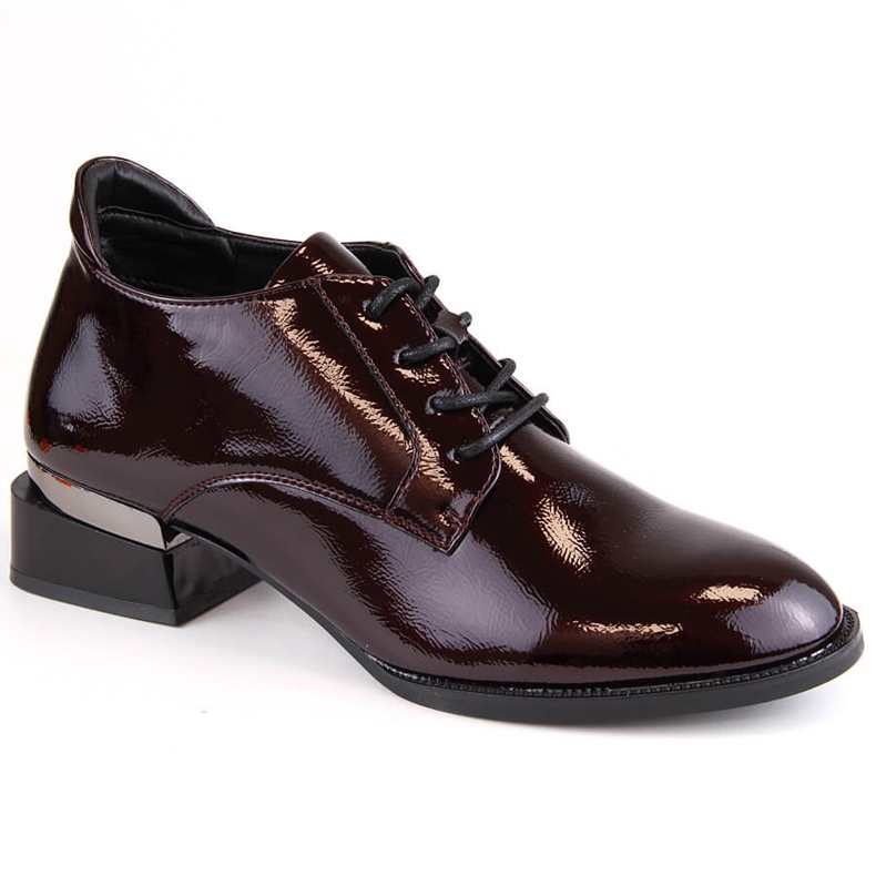 Vinceza Šněrovací vínové dámské lakované boty na vysokém podpatku červené