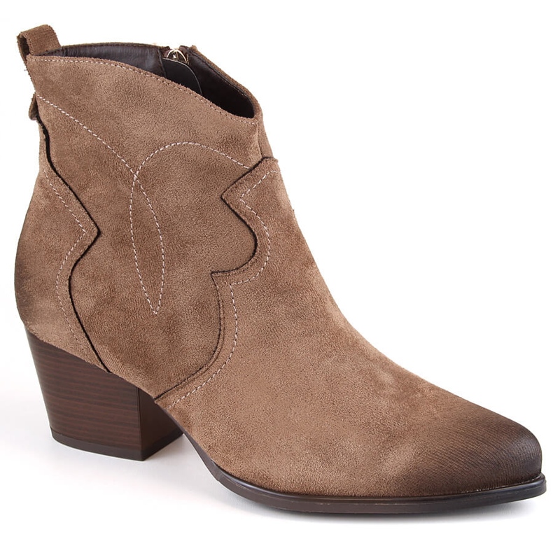 Dámské zateplené kovbojské boty hnědé Potocki SZ12186 hnědý