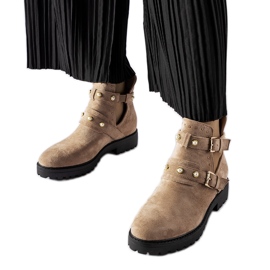 Béžové ozdobné kotníkové boty s průstřihy od Provolo béžový