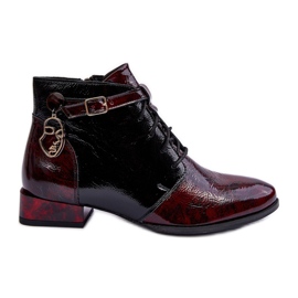 Dámské kožené kotníkové boty Maciejka 5743A-23 Burgundy červené