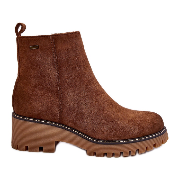 Semišové boty na plochém podpatku, zateplené, hnědé Neafgi hnědý