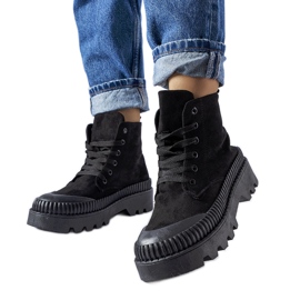 Inna Černé eko-semišové vysoké tenisky Aida černá