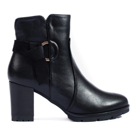 Pohodlné černé kotníkové boty Shelovet na vysokém podpatku černá