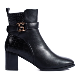 SHELOVET Elegantní černé dámské kotníkové boty černá