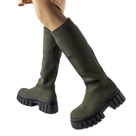 Zelené kozačky s pružným svrškem značky Maroun zelená