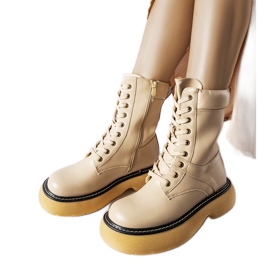 Béžové zateplené dělnické boty na platformě Davi béžový