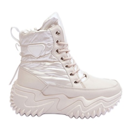 Zateplené kozačky na masivní platformě, světle béžové Lanleh béžový