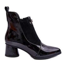 Kožené kozačky na vysokém podpatku S.Barski MR870-96 Black černý