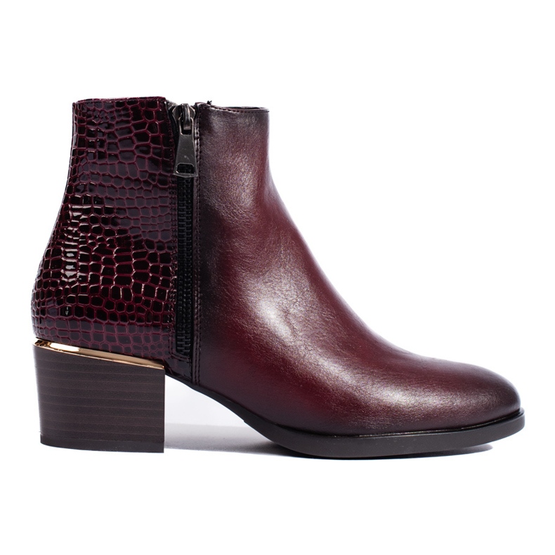 Vínové kotníkové boty na vysokém podpatku značky Vinceza červené