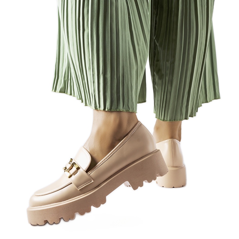 Inna Béžové dámské mokasíny zdobené sponou Piazzo béžový