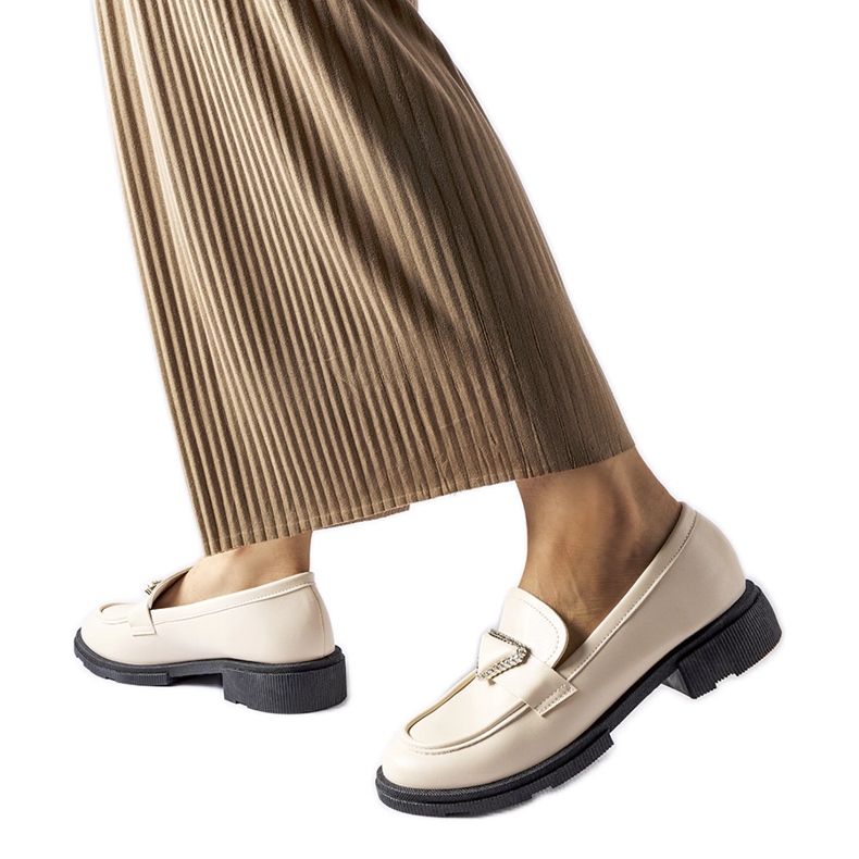 Béžové mokasíny zdobené kamínky Marsilius béžový