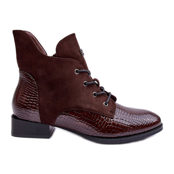 Vinceza Hnědé kožené kotníkové boty se zvířecím vzorem na plochých podpatcích Tianeta hnědý Vinceza Hnědé kožené kotníkové boty se zvířecím vzorem na plochých podpatcích Tianeta hnědý