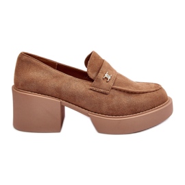 PS1 Dámské semišové boty na vysokém podpatku, tmavě béžová, Afnira béžový