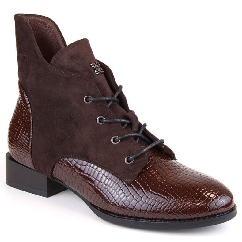 Zateplené kozačky na plochém podpatku Vinceza W JAN246B hnědé hnědý