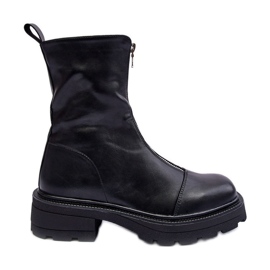 Dámské kožené kotníkové boty se zipem černé Aravalur černá Dámské kožené kotníkové boty se zipem černé Aravalur černá
