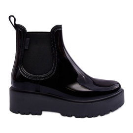 Lakované holínky Wellington na platformě Big Star MM274395 Black černá Lakované holínky Wellington na platformě Big Star MM274395 Black černá