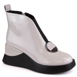 D&amp;A S.Barski Premium Collection W OLI228B šedé boty na klínku