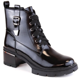 Zateplené kotníkové boty na vysokém podpatku D&amp;A S.Barski Premium Collection W OLI235 černé černý