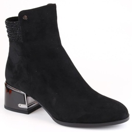 Zateplené kotníkové boty na vysokém podpatku D&amp;A S.Barski Premium Collection W OLI237 černé černý