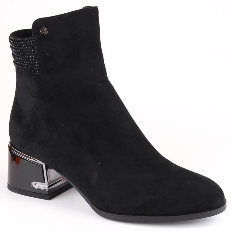 Zateplené kotníkové boty na vysokém podpatku D&amp;A S.Barski Premium Collection W OLI237 černé černá