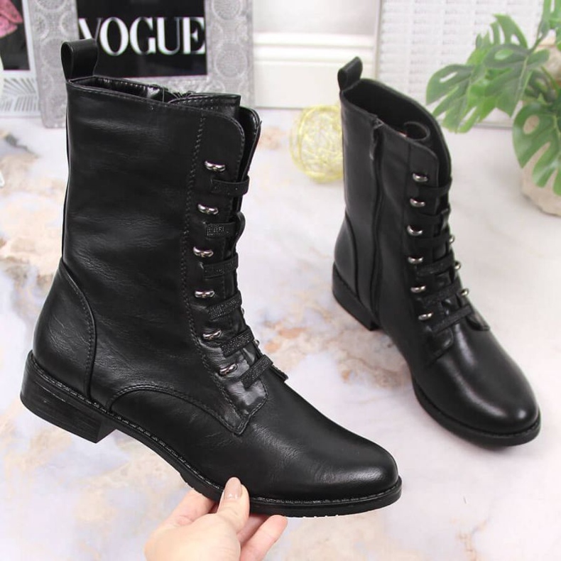 Jezzi W JEZ376A zateplené kozačky na zip, černé černá