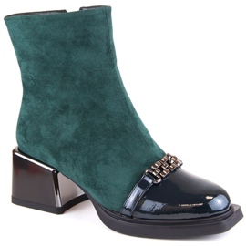 Kotníkové boty D&amp;A S.Barski Premium Collection s ozdobným podpatkem W OLI231B zelené zelený