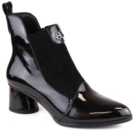 D&amp;A S.Barski Premium Collection W OLI232A černé kotníkové boty na vysokém podpatku černá