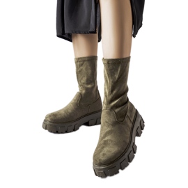 Zelené eko-semišové ponožkové boty značky Pancrazio zelená