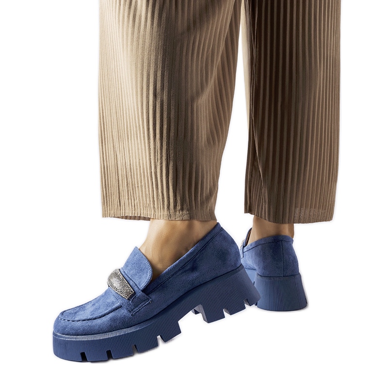 Modré mokasíny s kamínky Macario modrý