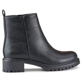 Klasické černé dámské kotníkové boty vyrobené z ekokůže černá Klasické černé dámské kotníkové boty vyrobené z ekokůže černá