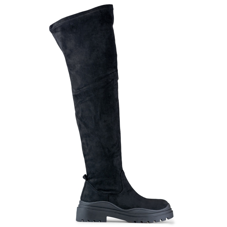 Dámské černé semišové kozačky nad kolena černá Dámské černé semišové kozačky nad kolena černá