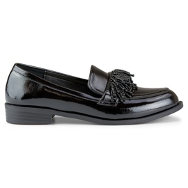 Elegantní lakované černé dámské boty se zdobením černý