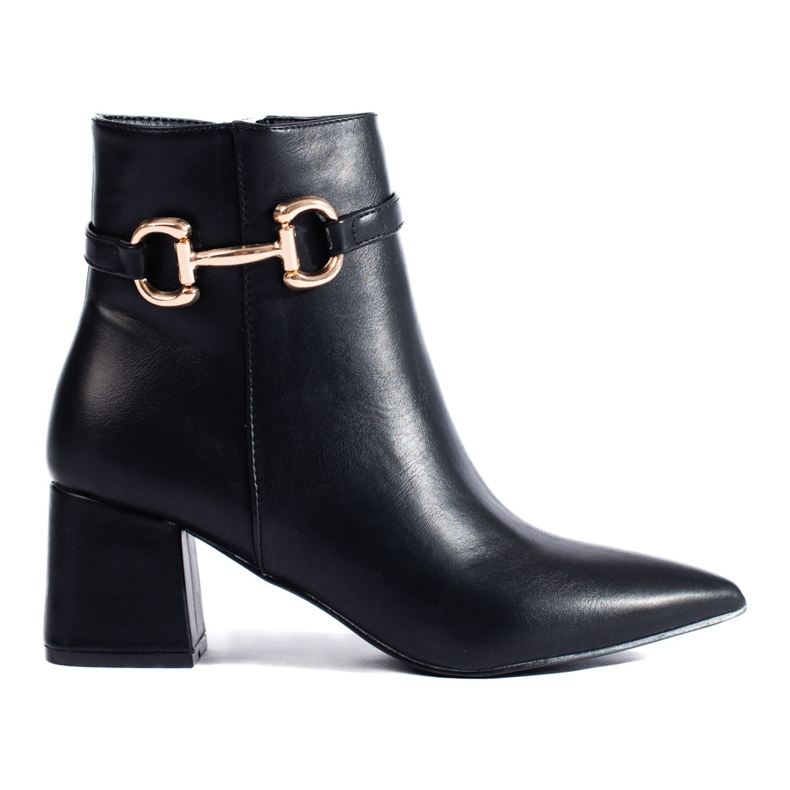 Černé kotníkové boty na vysokém podpatku s přezkou Shelovet černá Černé kotníkové boty na vysokém podpatku s přezkou Shelovet černá