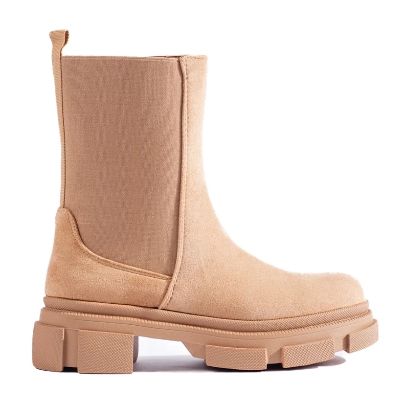 Béžové semišové vysoké Chelsea boty Shelovet béžový