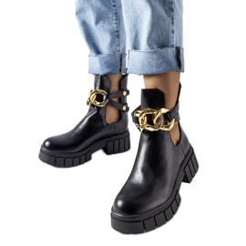 Černé kotníkové boty Lancaster s řetízkem černá