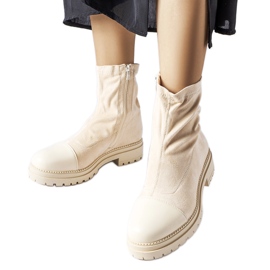 Béžové eko-semišové ponožkové kozačky od Cigliano béžový