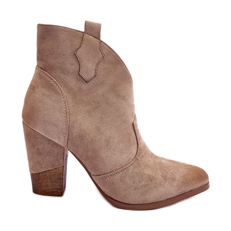 PS1 Béžová Tanner Semišové Kovbojské Boty Na Vysokém Podpatku béžový