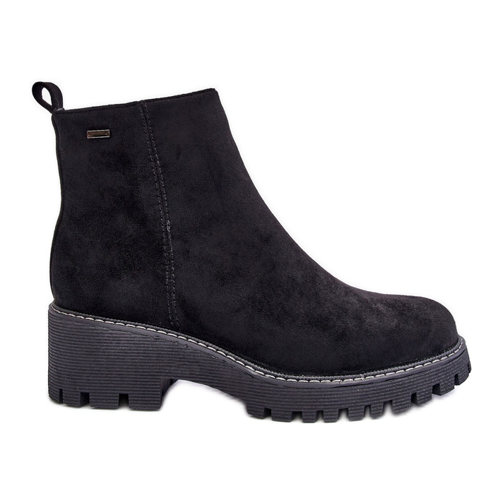 PS1 Semišové boty na plochém podpatku, zateplené, černé Neafgi černá PS1 Semišové boty na plochém podpatku, zateplené, černé Neafgi černá