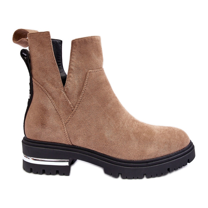 PS1 Semišové ploché kozačky s výřezy, béžová Lamedella béžový PS1 Semišové ploché kozačky s výřezy, béžová Lamedella béžový