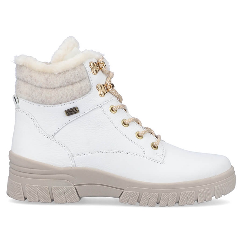 Kožené nepromokavé dámské kotníkové boty zateplené vlnou, bílé Remonte D0E71-80 bílý