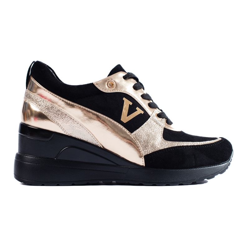 W. Potocki Černozlaté šněrovací tenisky na klínku Potocki zlatý W. Potocki Černozlaté šněrovací tenisky na klínku Potocki zlatý