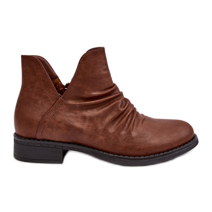 PS1 Hnědé zateplené nízké kozačky Sakaala s volány hnědý PS1 Hnědé zateplené nízké kozačky Sakaala s volány hnědý